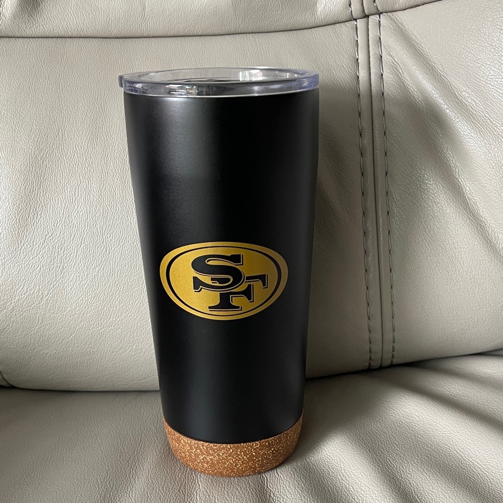49er Black and Gold Tumbler with Cork Base